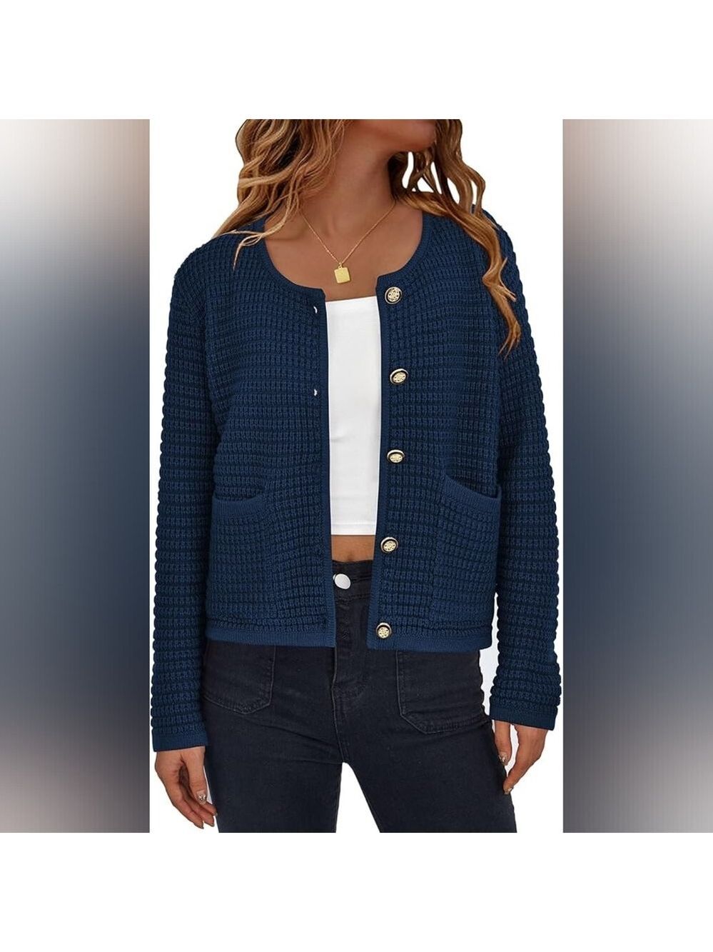 Pretty Garden Black Cardigan with Gold Buttons